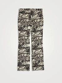 Floral Aloha Wool Stretch Flared Pants