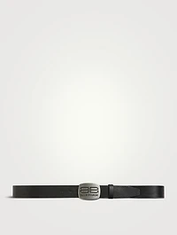 Leather Belt With Logo Plaque