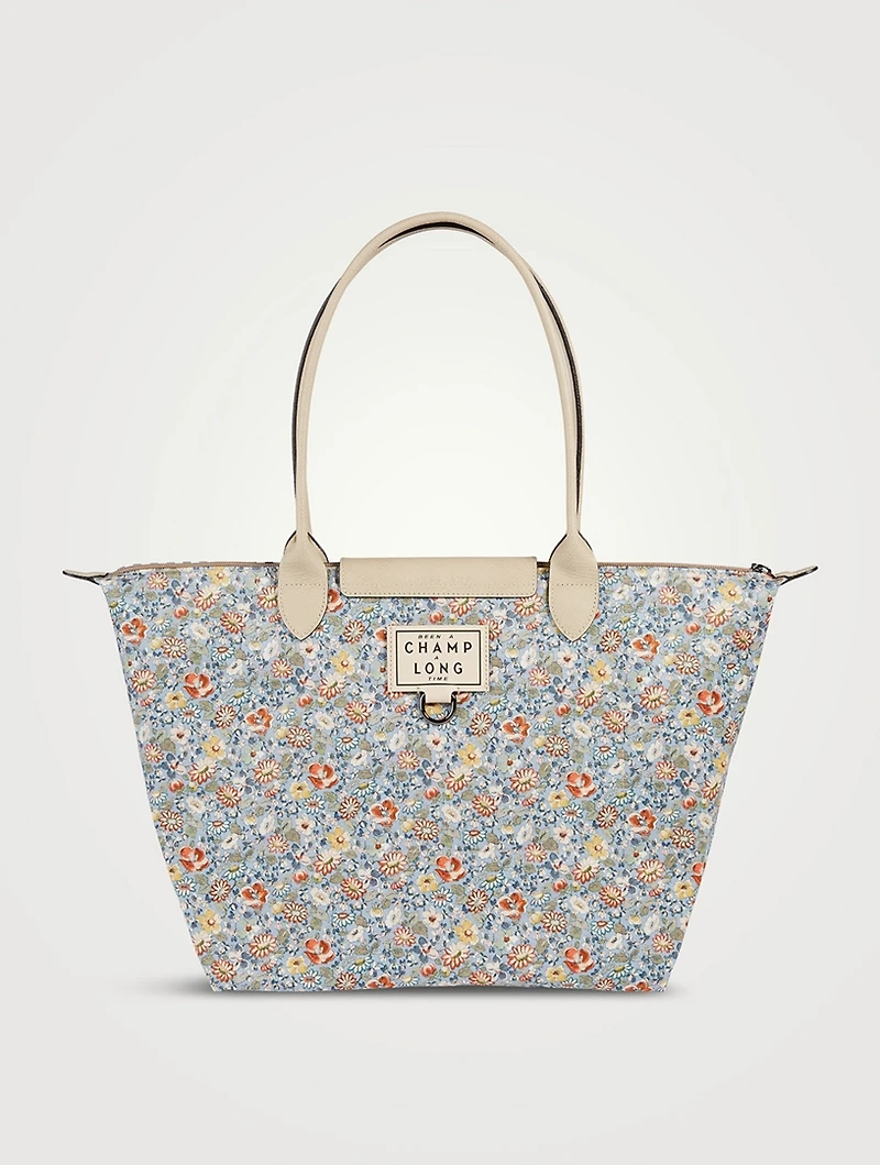Longchamp x EU Patchwork Canvas Shoulder Bag