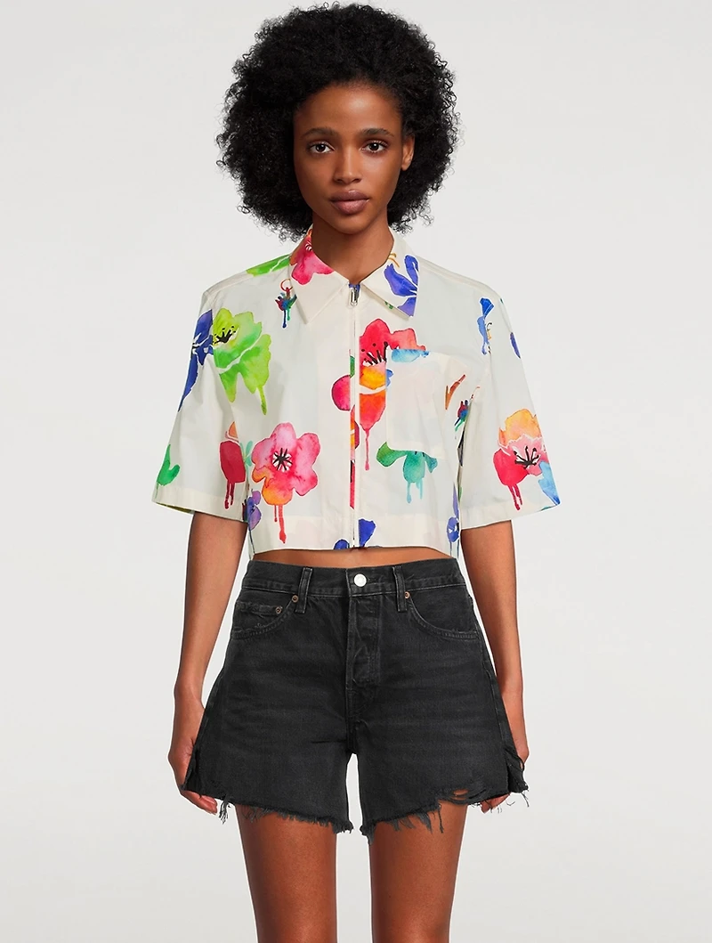 Watercolour Floral Crop Shirt