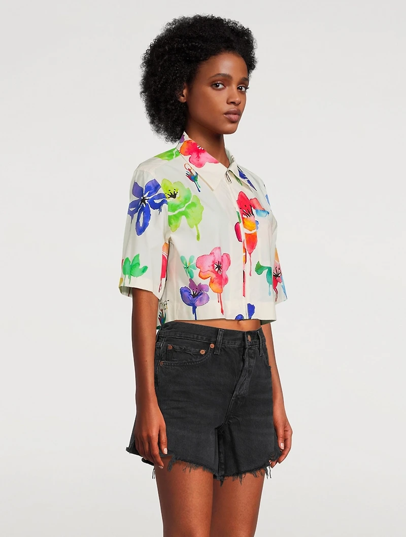 Watercolour Floral Crop Shirt