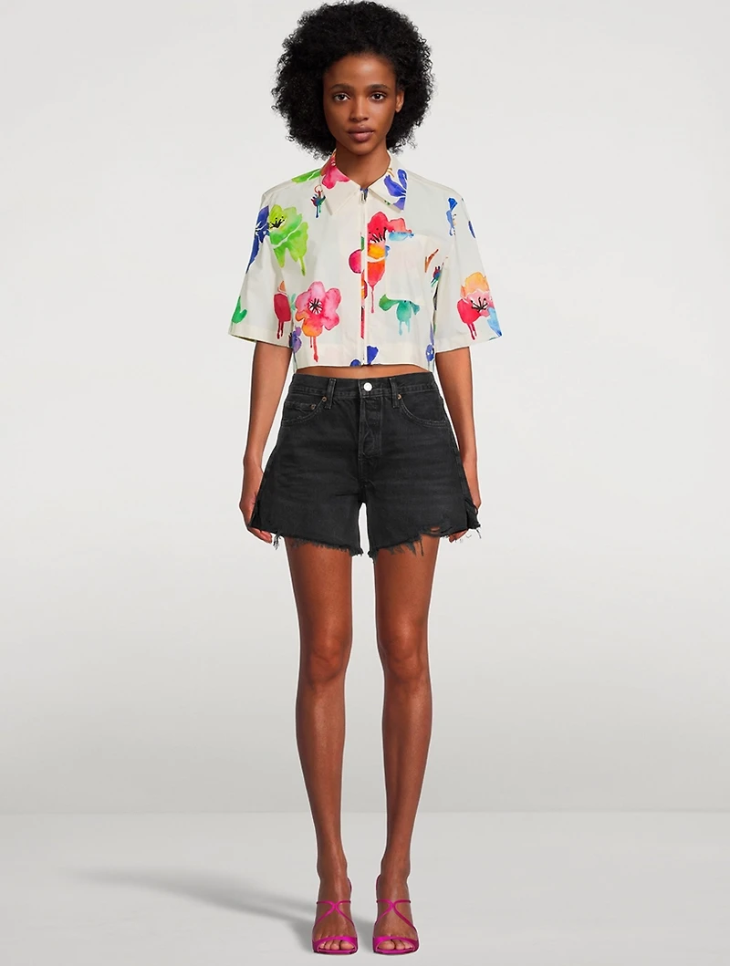 Watercolour Floral Crop Shirt