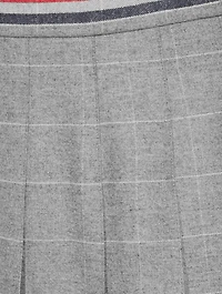 Wool Dropped Back Pleated Mini Skirt Windowpane Print