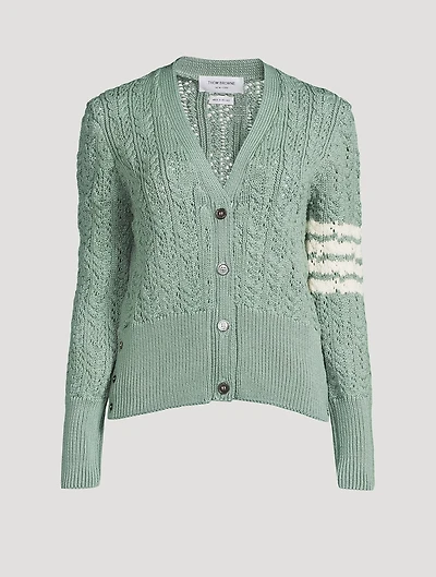 Irish Pointelle Merino Wool Cardigan