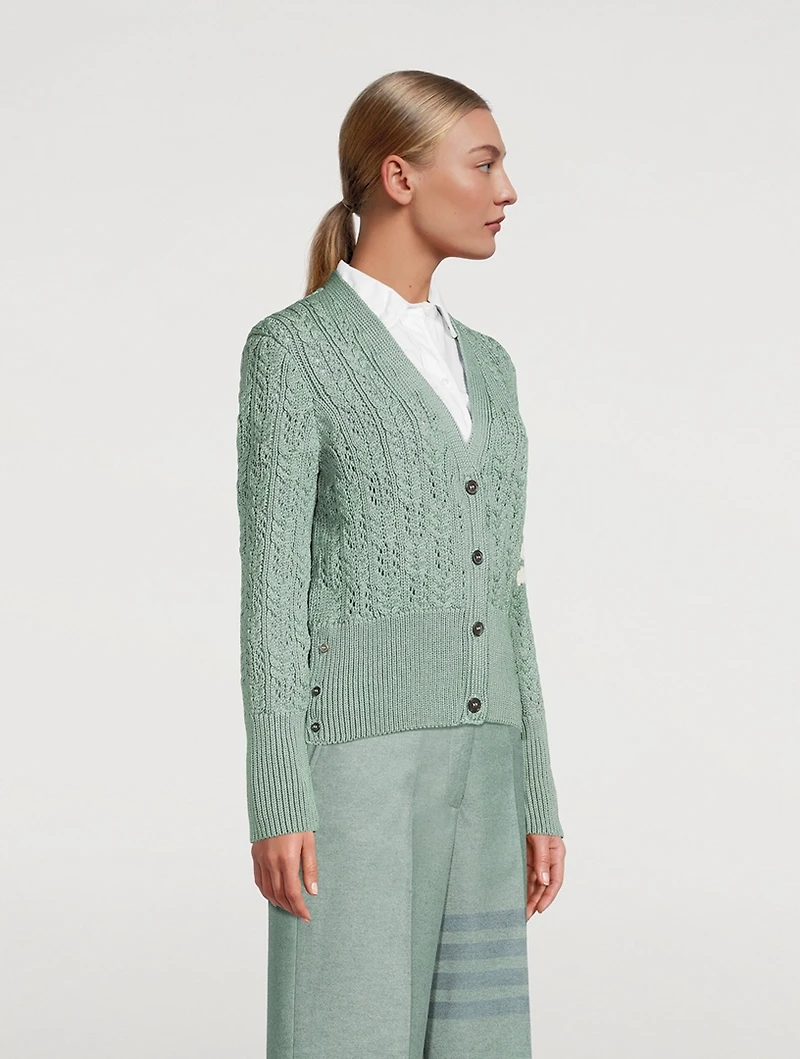 Irish Pointelle Merino Wool Cardigan