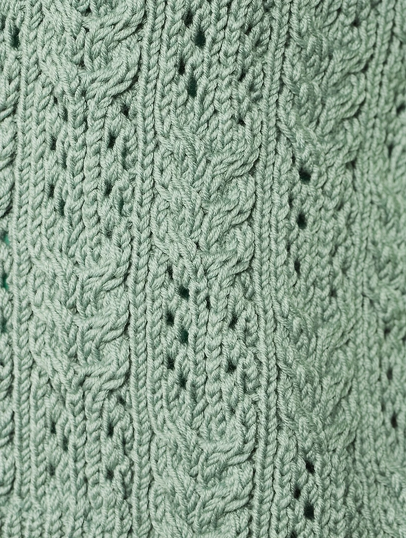 Irish Pointelle Merino Wool Cardigan