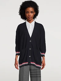 High Twist Cotton Oversized Cricket Stripe Cardigan