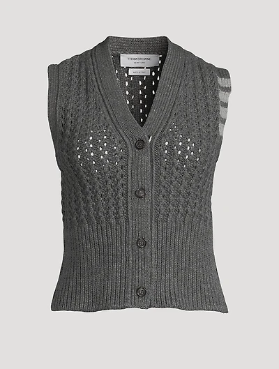 Chunky Pointelle Merino Wool Sweater Vest