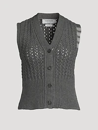 Chunky Pointelle Merino Wool Sweater Vest