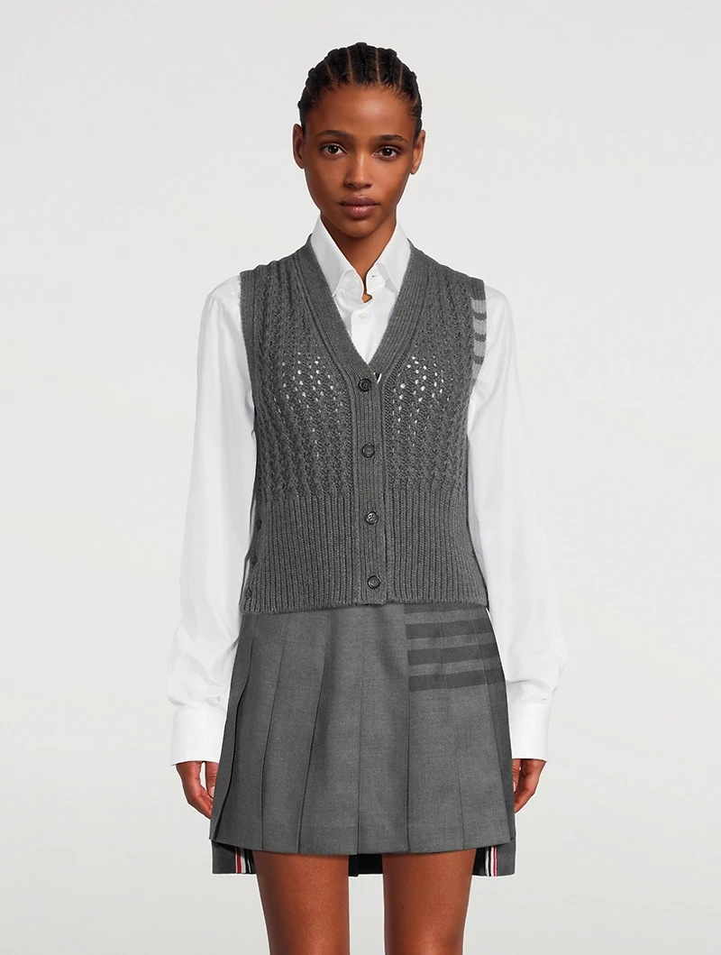 Chunky Pointelle Merino Wool Sweater Vest