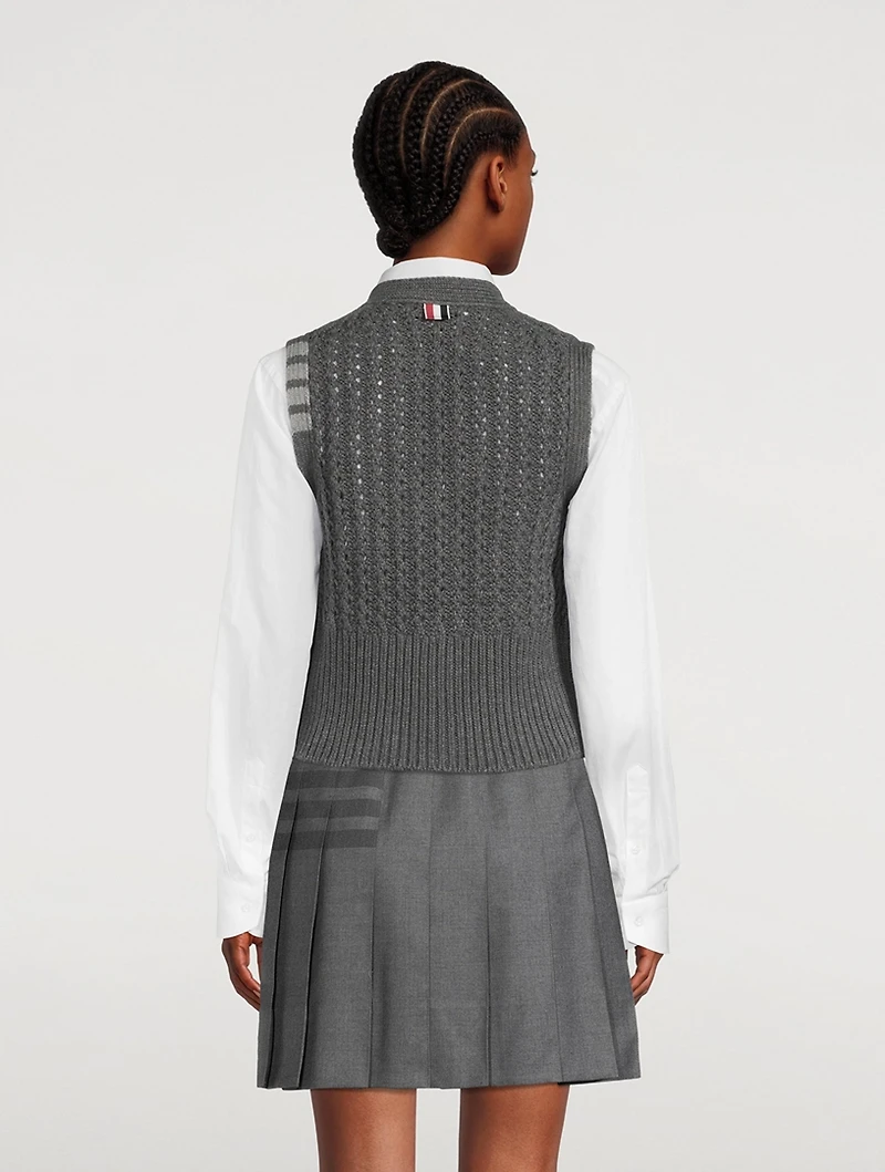 Chunky Pointelle Merino Wool Sweater Vest