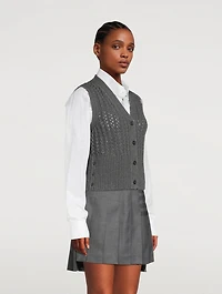 Chunky Pointelle Merino Wool Sweater Vest