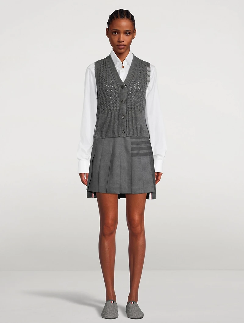 Chunky Pointelle Merino Wool Sweater Vest