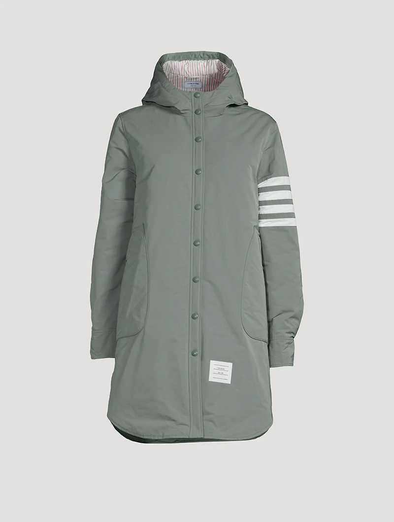 Down Fill Thigh Length Hooded Shirtdress