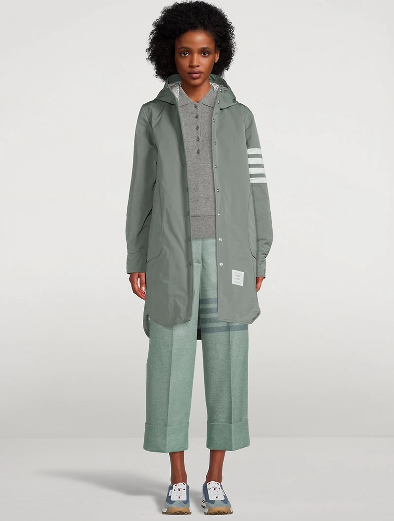 Down Fill Thigh Length Hooded Shirtdress