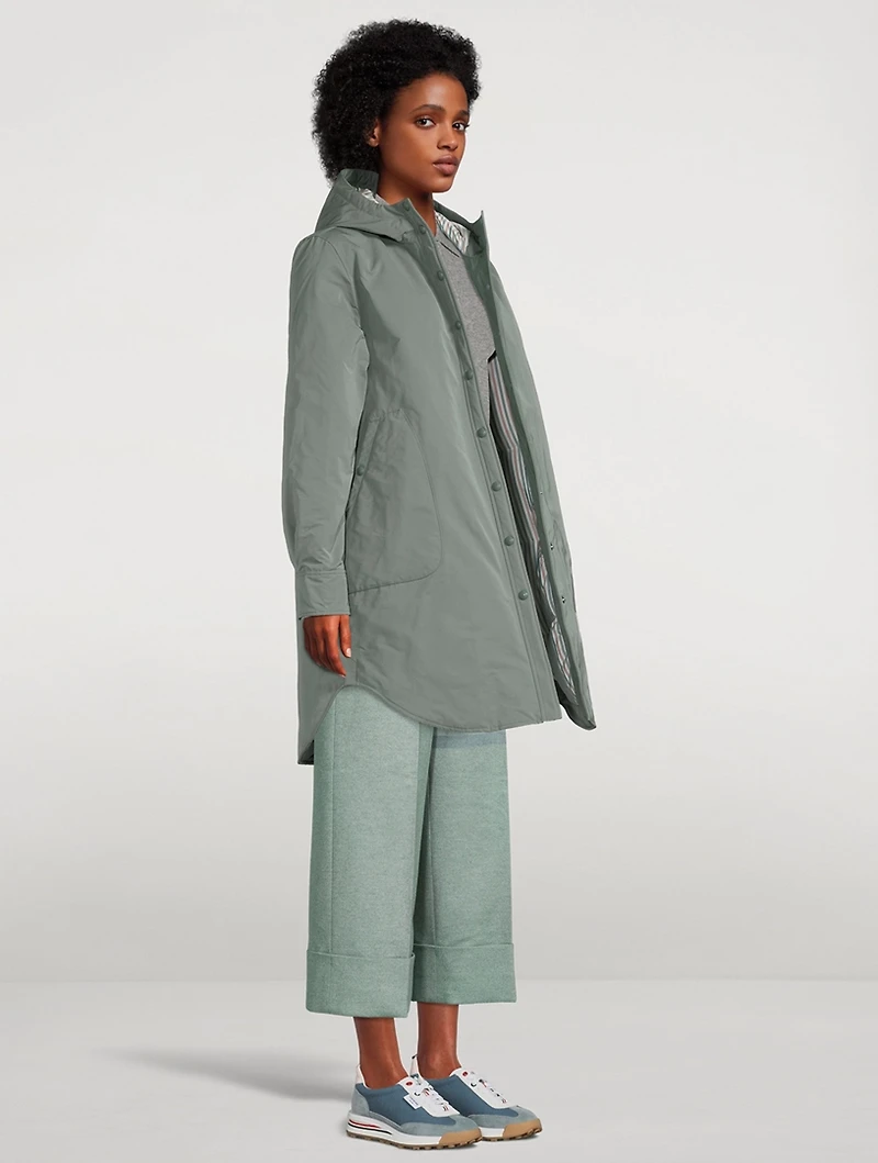 Down Fill Thigh Length Hooded Shirtdress