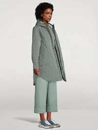 Down Fill Thigh Length Hooded Shirtdress