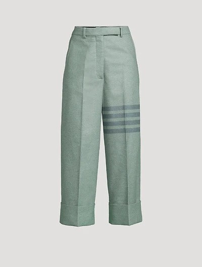 High-Waisted Straight-Leg Flannel Trousers