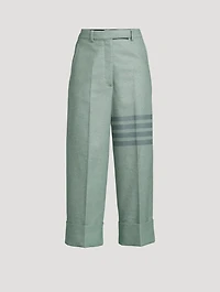 High-Waisted Straight-Leg Flannel Trousers