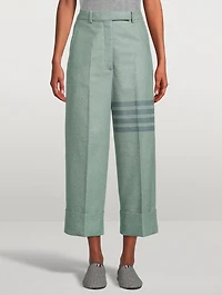 High-Waisted Straight-Leg Flannel Trousers