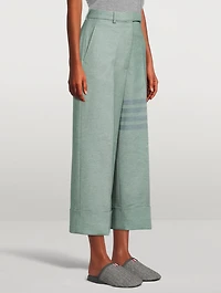 High-Waisted Straight-Leg Flannel Trousers