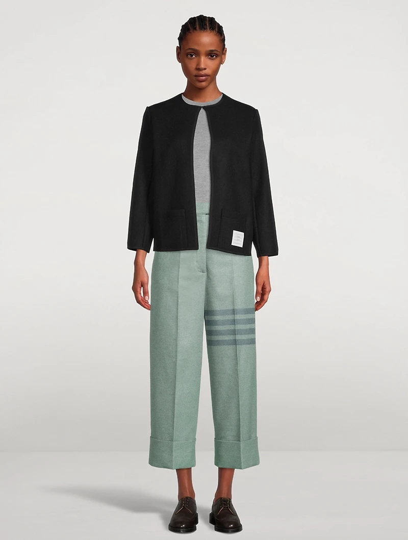 High-Waisted Straight-Leg Flannel Trousers