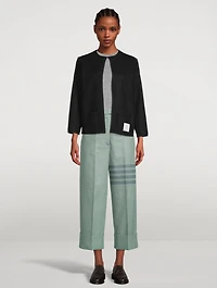 High-Waisted Straight-Leg Flannel Trousers