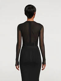 Sheer Intarsia Bustier Bodysuit