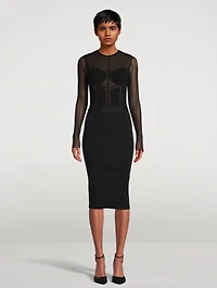 Sheer Intarsia Bustier Bodysuit