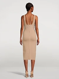 Sheer Layered Bustier Midi Dress