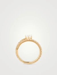 18K Gold Heart Diamond Pavé Coil Ring