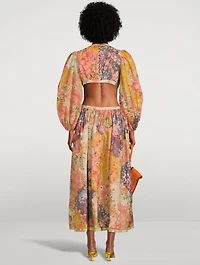 Pattie Cut-Out Midi Dress Floral Print