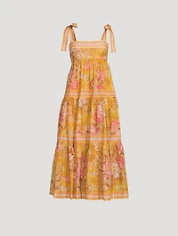 Pattie Tie-Shoulder Midi Dress Floral Print