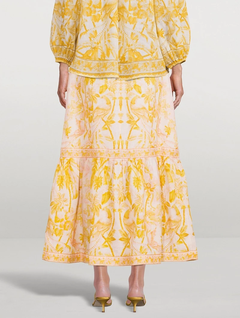 Lyre Frill Hem Midi Skirt
