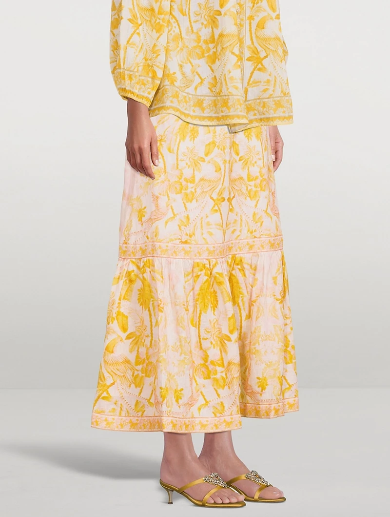 Lyre Frill Hem Midi Skirt