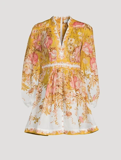 Pattie Plunge Mini Dress Floral Print