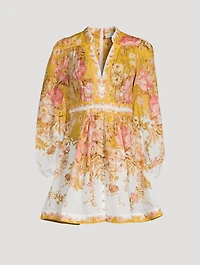 Pattie Plunge Mini Dress Floral Print