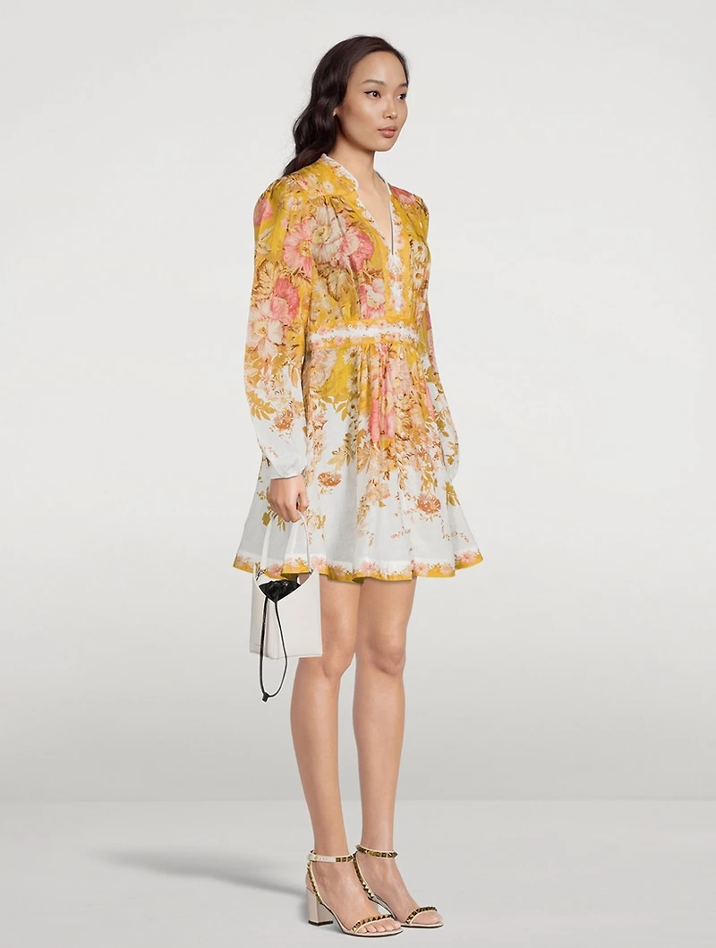 Pattie Plunge Mini Dress Floral Print