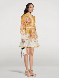 Pattie Plunge Mini Dress Floral Print