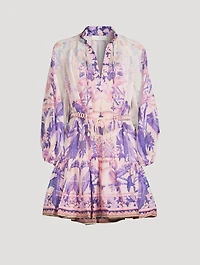 Lyre Puff-Sleeve Mini Dress