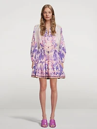 Lyre Puff-Sleeve Mini Dress