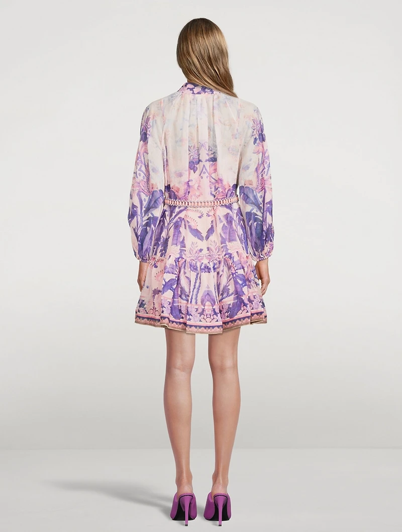 Lyre Puff-Sleeve Mini Dress