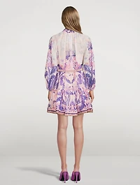 Lyre Puff-Sleeve Mini Dress