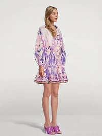Lyre Puff-Sleeve Mini Dress