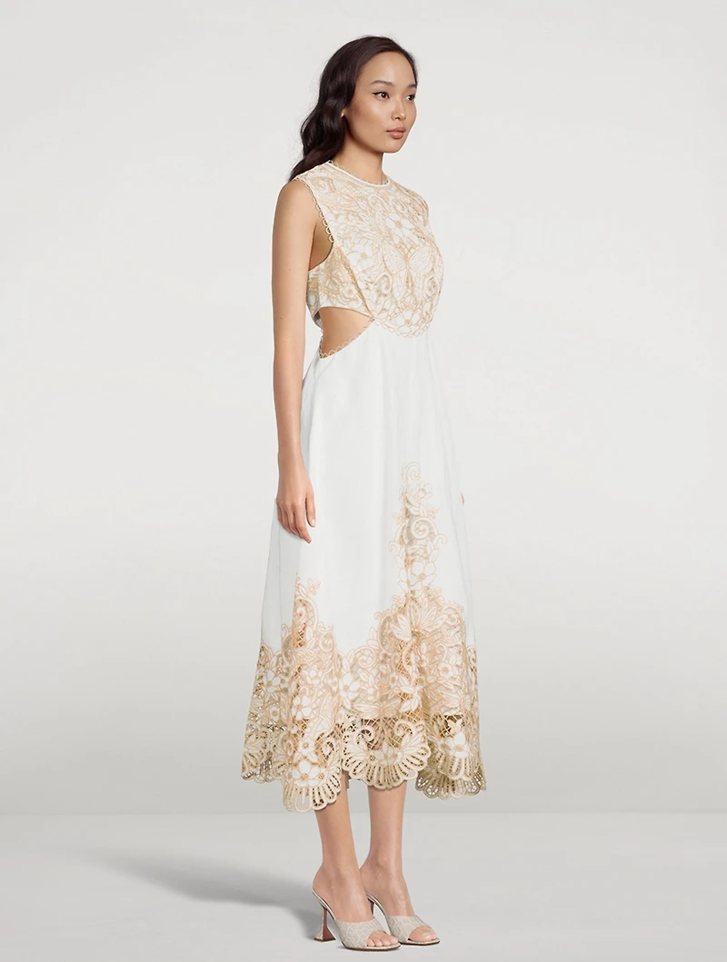 Jeannie Embroidered Midi Dress