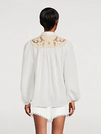 Jeannie Embroidered Linen Blouse