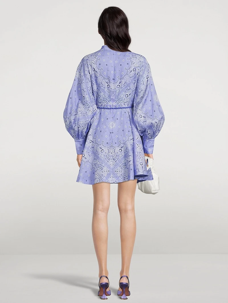 Violet Belted Mini Dress Bandana Print
