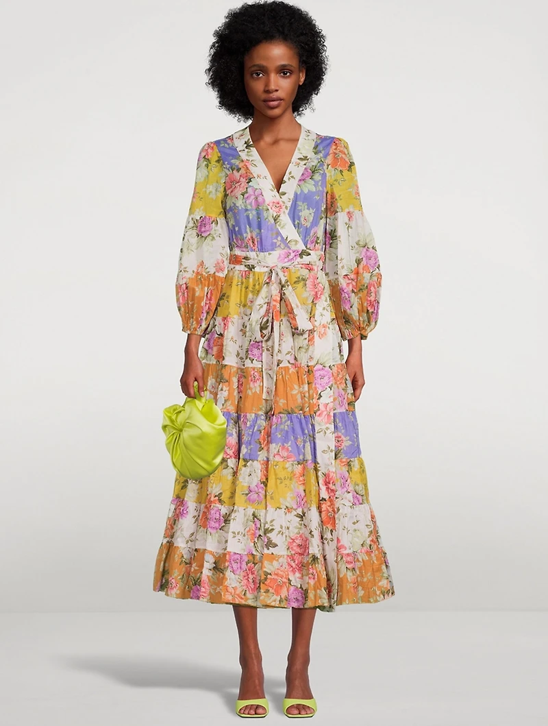 Pattie Wrap Midi Dress Floral Print