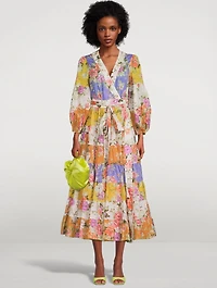 Pattie Wrap Midi Dress Floral Print