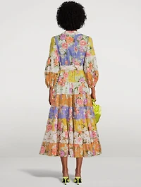 Pattie Wrap Midi Dress Floral Print